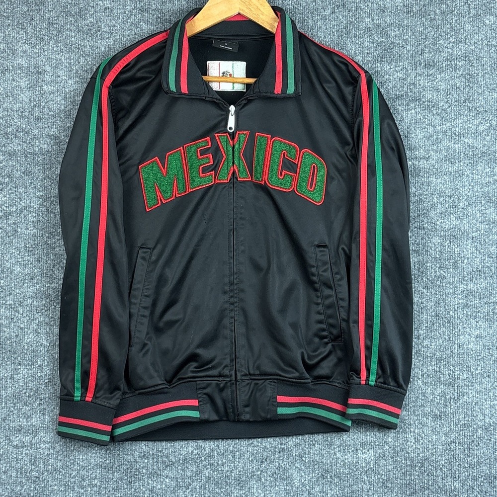 Mexico Full Zip Track Jacket Mens Small Original Deluxe Chenille Spellout